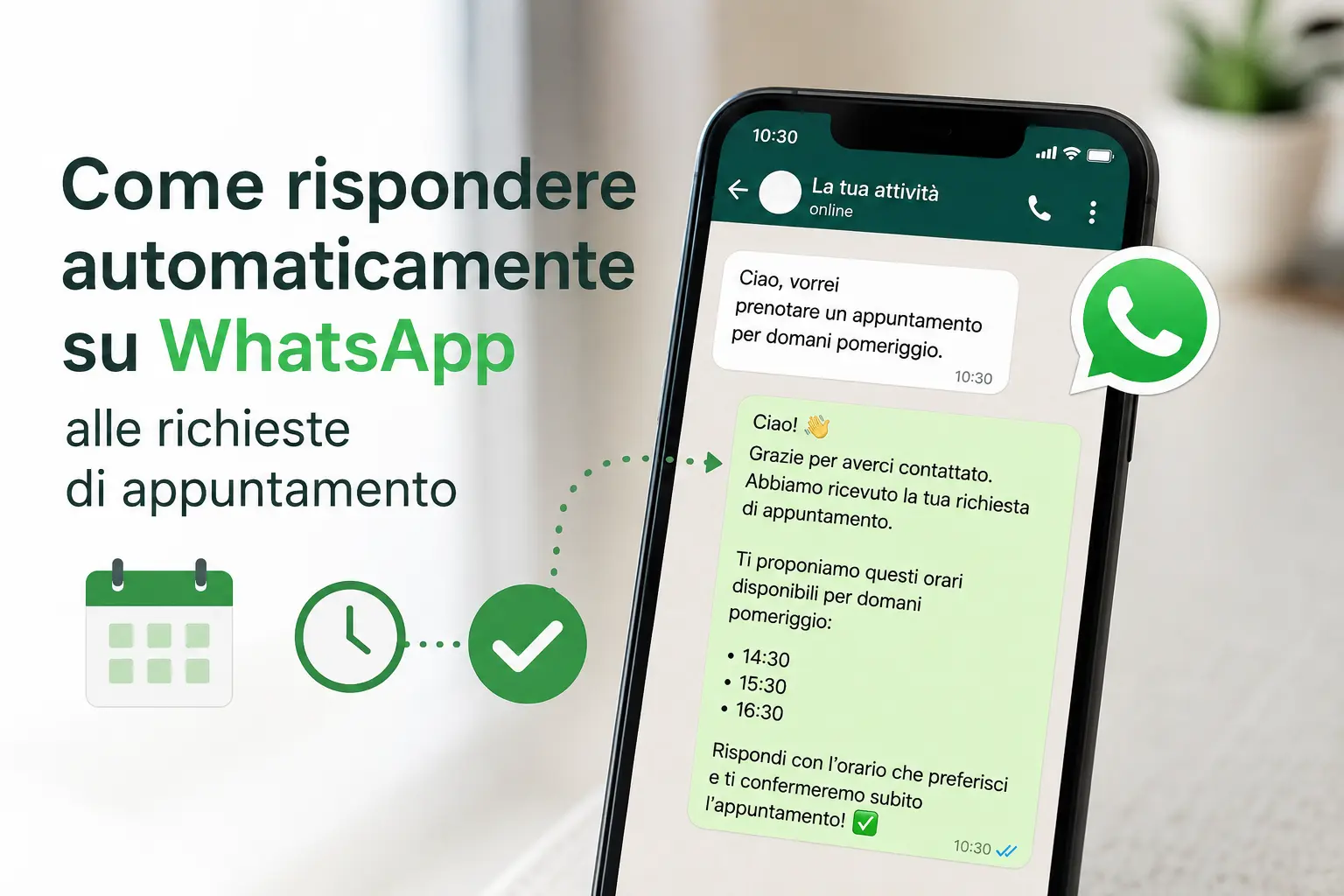 Come rispondere automaticamente su WhatsApp alle richieste di appuntamento